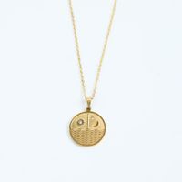 Fashion Simple Star Moon Geometric Zircon Electroplated 18k Gold Titanium Steel Necklace main image 5