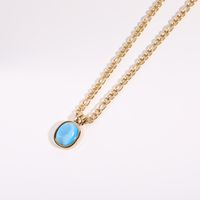 Fashion Summer New Simple Gem Opal Pendant 18k Stainless Steel Necklace sku image 2