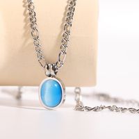 Fashion Summer New Simple Gem Opal Pendant 18k Stainless Steel Necklace main image 3