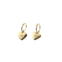 Fashion Eight Awn Star Inlaid Zircon Heart Pendant Stainless Steel Gold Plated Earring main image 4