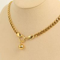Simple Golden Thick Chain Pendant Bead Stainless Steel Necklace main image 1