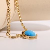 Fashion Summer New Simple Gem Opal Pendant 18k Stainless Steel Necklace main image 2