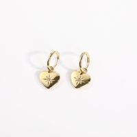 Fashion Eight Awn Star Inlaid Zircon Heart Pendant Stainless Steel Gold Plated Earring sku image 2
