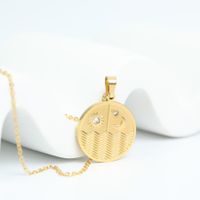 Fashion Simple Star Moon Geometric Zircon Electroplated 18k Gold Titanium Steel Necklace main image 2