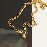 Simple Golden Thick Chain Pendant Bead Stainless Steel Necklace main image 2