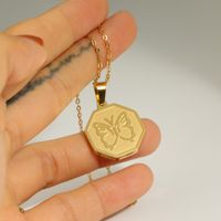 Simple Fashion Golden Electroplate Butterfly Pattern Pendant Stainless Steel Necklace main image 4