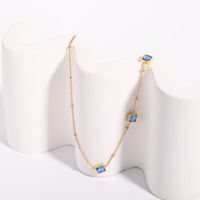 Collar De Acero De Titanio Azul Con Incrustaciones Geométricas Simples De Moda main image 4