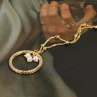 Collar De Perlas De Cobre Con Colgante De Oro De Moda main image 3