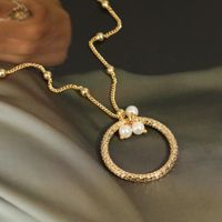 Mode D'or Pendentif Rond Perles Perle De Cuivre Collier sku image 1