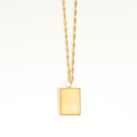 Fashion Solid Color Square Artificial Gemstone Stainless Steel Necklace sku image 1