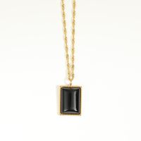 Fashion Solid Color Square Artificial Gemstone Stainless Steel Necklace sku image 3