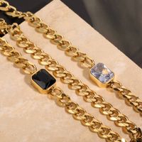 201 Edelstahl Edelstahl 304 Glas Vergoldet Mode Diamant Geometrisch Künstliche Strasssteine Halskette main image 1