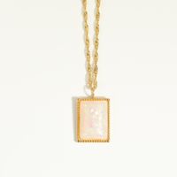 Fashion Solid Color Square Artificial Gemstone Stainless Steel Necklace sku image 2