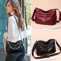 Women's New Fashion Soft Leather Shoulder Messenger Solid Color Bag main image 1