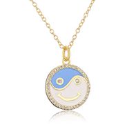 Mignon Style Cuivre 18k Or Placage Baisse Huile Zircon Smiley Visage Pendentif Collier sku image 1