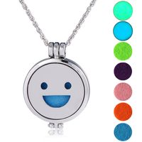 Long Alloy Aromatherapy Chain Handmade Diy Smile Pendant Luminous Necklace sku image 1