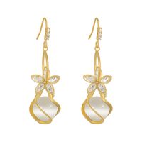 Pendientes De Aleación De Pétalo De Ópalo Galvanizado De Oro Real De Moda main image 5