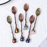 Natural Crystal Mini Love Bronze Long Handle Creative Spoon main image 4