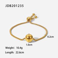 New Style 18k Gold Plated Round Ball Pendant Stainless Steel Bracelet sku image 1