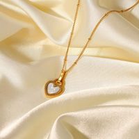 New Style Stainless Steel 18k Gold Plated Double-sided Heart-shaped Small Lock Pendant Necklace main image 4