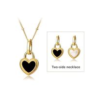 New Style Stainless Steel 18k Gold Plated Double-sided Heart-shaped Small Lock Pendant Necklace main image 3