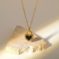 New Style Stainless Steel 18k Gold Plated Double-sided Heart-shaped Small Lock Pendant Necklace main image 1