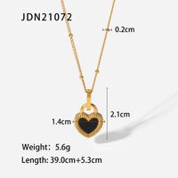 New Style Stainless Steel 18k Gold Plated Double-sided Heart-shaped Small Lock Pendant Necklace sku image 1