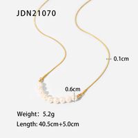 New Style Stainless Steel 18k Gold Plated Pearl Pendant Necklace sku image 1