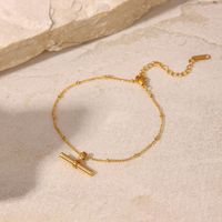 New Style 18k Gold Plated Stainless Steel Stick Pendant Ball Bead Chain Anklet main image 1
