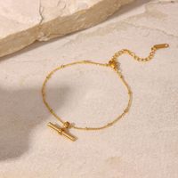 New Style 18k Gold Plated Stainless Steel Stick Pendant Ball Bead Chain Anklet main image 6