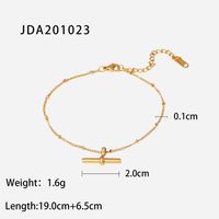New Style 18k Gold Plated Stainless Steel Stick Pendant Ball Bead Chain Anklet sku image 1