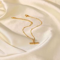 New Style 18k Gold Plated Stainless Steel Stick Pendant Ball Bead Chain Anklet main image 2