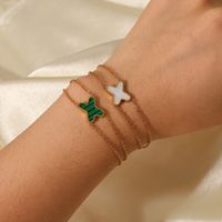 Retro Style Green Malachite White Shell Pendant Double Layer Stainless Steel Bracelet main image 5