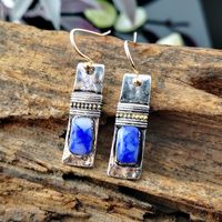 Creative Solid Color Handmade Natural Stone Inlaid Earrings main image 3