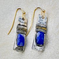 Creative Solid Color Handmade Natural Stone Inlaid Earrings sku image 1