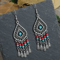 Women's Ethnic Style Tassel Alloy Earrings Inlay Turquoise Drop Earrings As Picture sku image 1