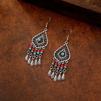 Women's Ethnic Style Tassel Alloy Earrings Inlay Turquoise Drop Earrings As Picture main image 4