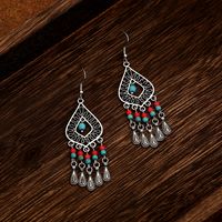 Women's Ethnic Style Tassel Alloy Earrings Inlay Turquoise Drop Earrings As Picture main image 5
