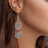 Women's Ethnic Style Tassel Alloy Earrings Inlay Turquoise Drop Earrings As Picture main image 6