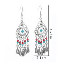 Women's Ethnic Style Tassel Alloy Earrings Inlay Turquoise Drop Earrings As Picture main image 2