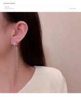 Trendy Star Shape Long Tassel Rhinestone Drop Earrings main image 3