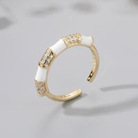 New Simple Creative Copper Inlaid Zircon Dripping Oil Open Ring sku image 1