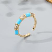New Simple Creative Copper Inlaid Zircon Dripping Oil Open Ring sku image 4