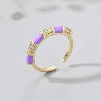 New Simple Creative Copper Inlaid Zircon Dripping Oil Open Ring sku image 3