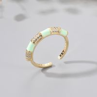 New Simple Creative Copper Inlaid Zircon Dripping Oil Open Ring sku image 5