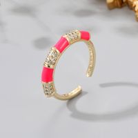 New Simple Creative Copper Inlaid Zircon Dripping Oil Open Ring sku image 7