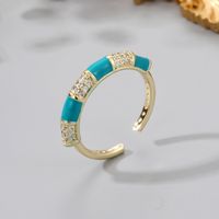 New Simple Creative Copper Inlaid Zircon Dripping Oil Open Ring sku image 8