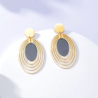 1 Piece Fashion Oval Plating 201 Stainless Steel 18K Gold Plated Earrings main image 3