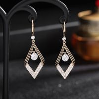 2022 New Fashion Elegant Rectangular Geometric Diamond Jeweled Earrings main image 4
