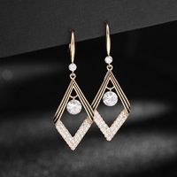 2022 New Fashion Elegant Rectangular Geometric Diamond Jeweled Earrings main image 3